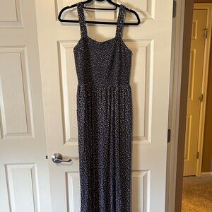 Navy Floral Smocked Jumpsuit